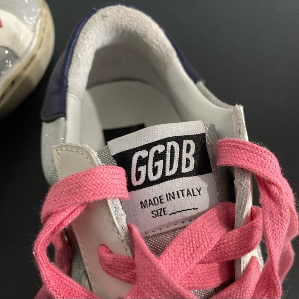 Golden Goose Deluxe Brand Hi Star Sneakers Size 40 US 10 Silver Checked Glitter - Picture 11 of 16